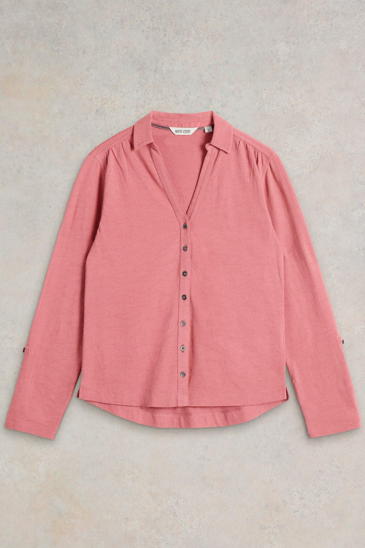White Stuff Annie Textured Shirt Dusky Pink 441852 - Shirley Allum Boutique