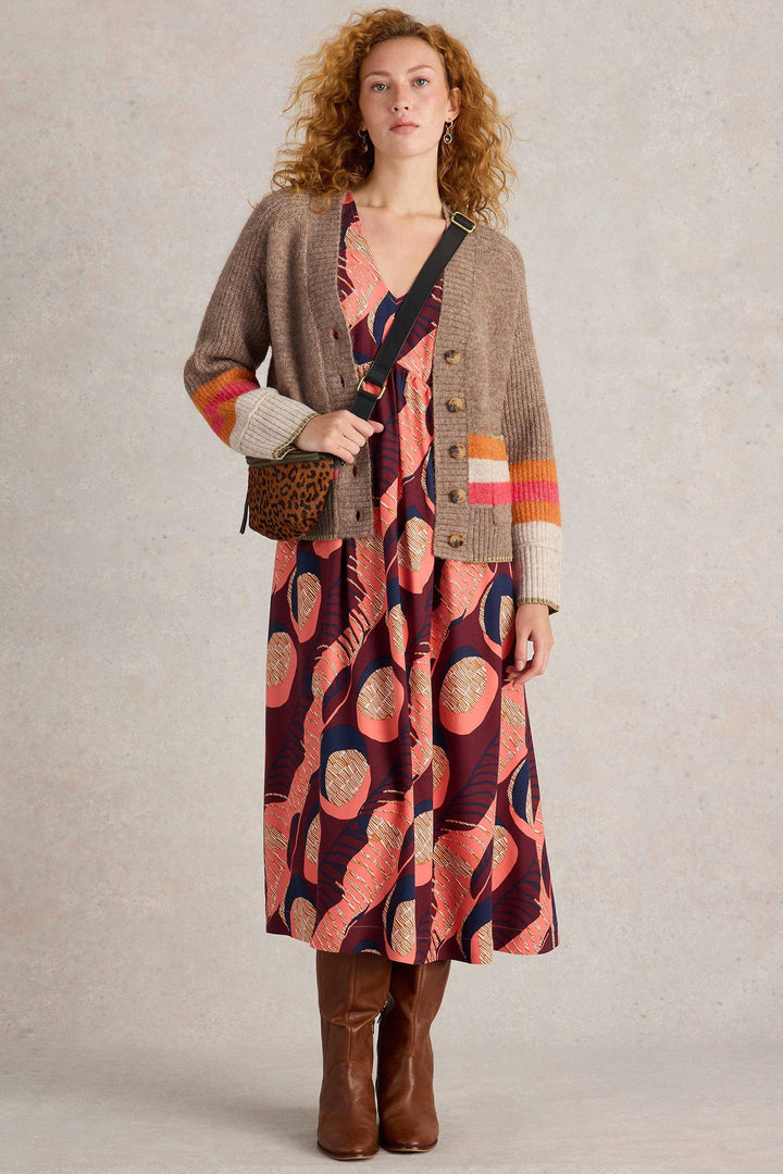 White Stuff Judi Natural Beige Multicolour Stripe Cardigan 441724 - Shirley Allum Boutique