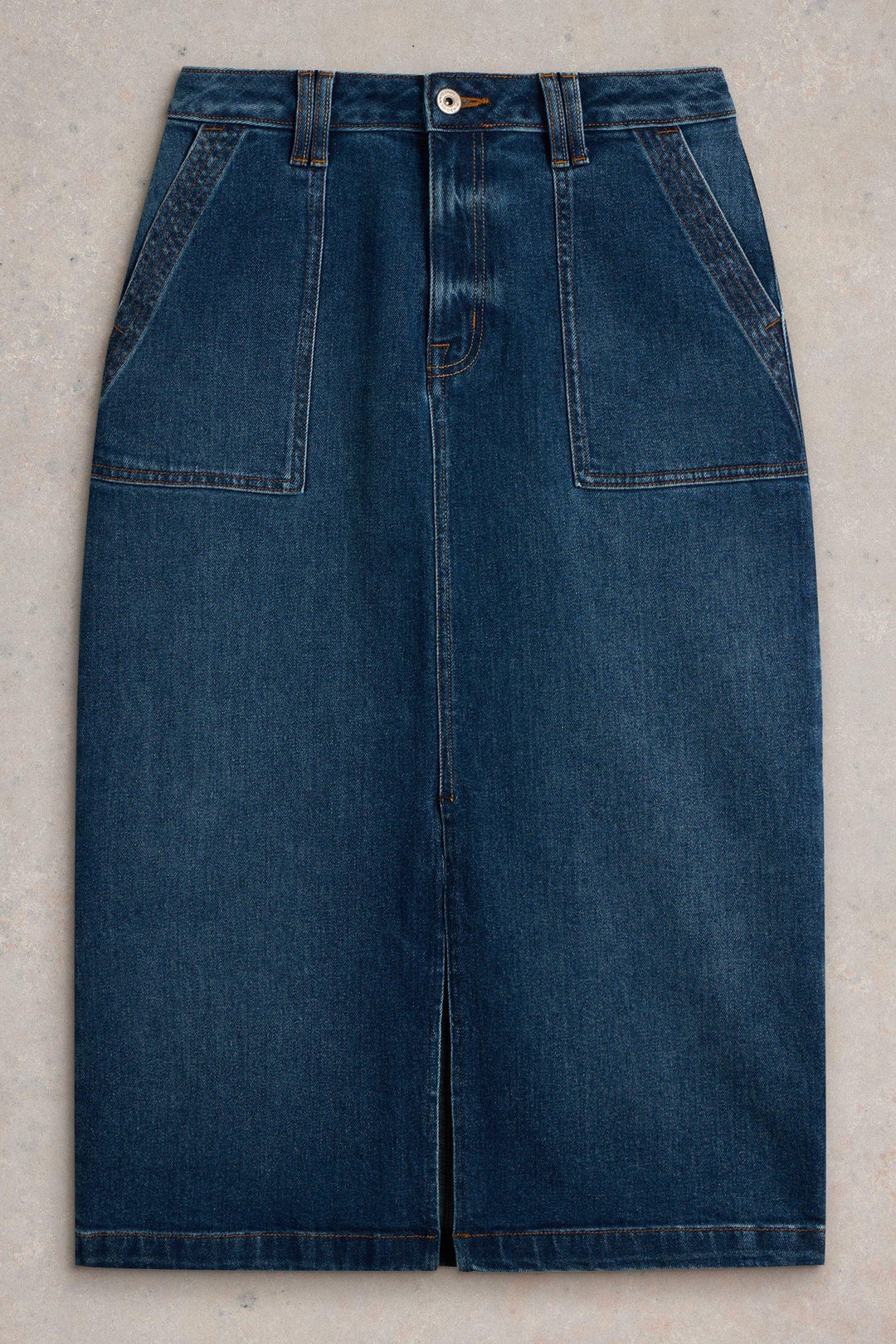 White Stuff Maren Blue Denim Midi Skirt 441507 - Shirley Allum Boutique