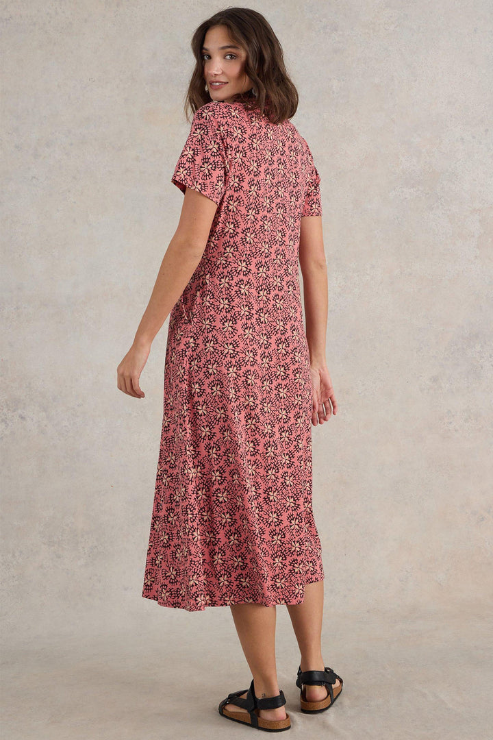 White Stuff Rua Jersey Shirt Dress Pink Print 441686