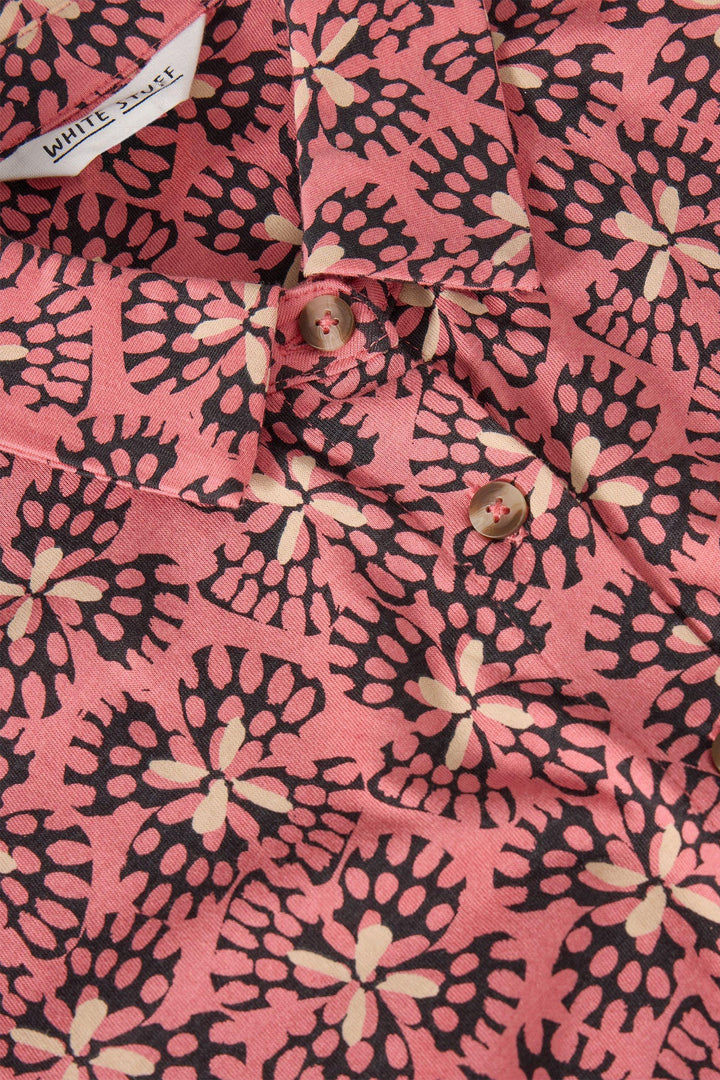 White Stuff Rua Jersey Shirt Dress Pink Print 441686