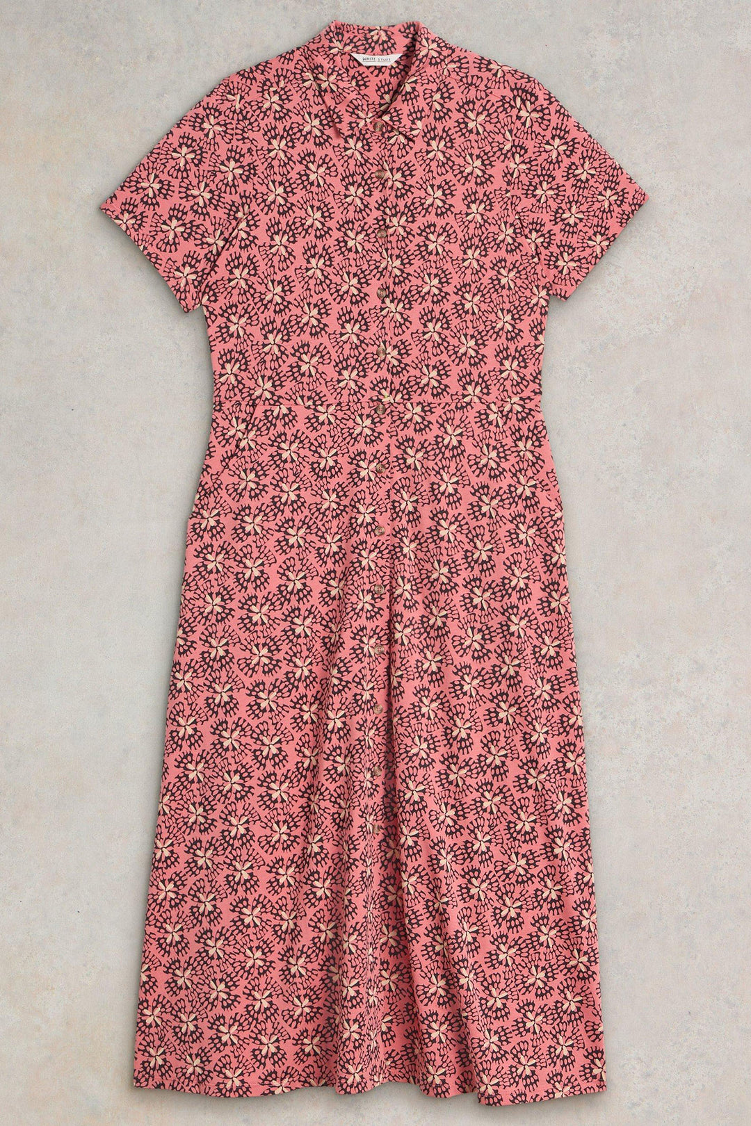 White Stuff Rua Jersey Shirt Dress Pink Print 441686