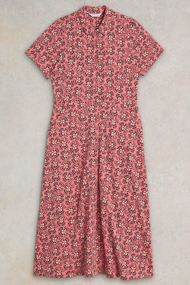 White Stuff Rua Jersey Shirt Dress Pink Print 441686