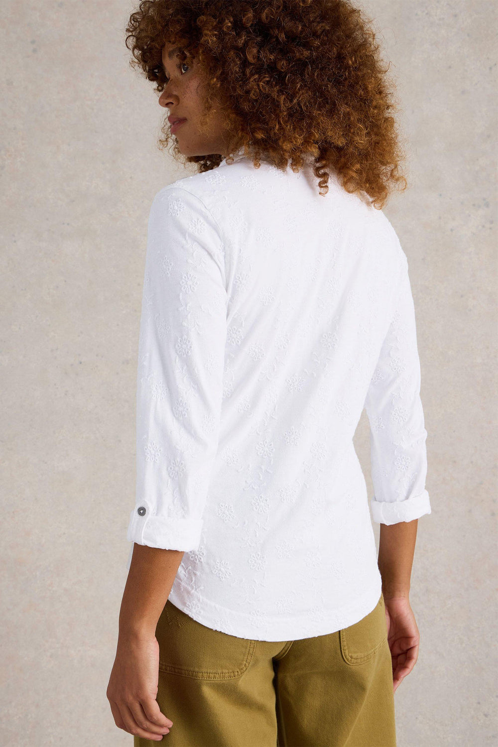 White Stuff Shirt Annie Broidery White Jersey 442979 - Shirley Allum Boutique