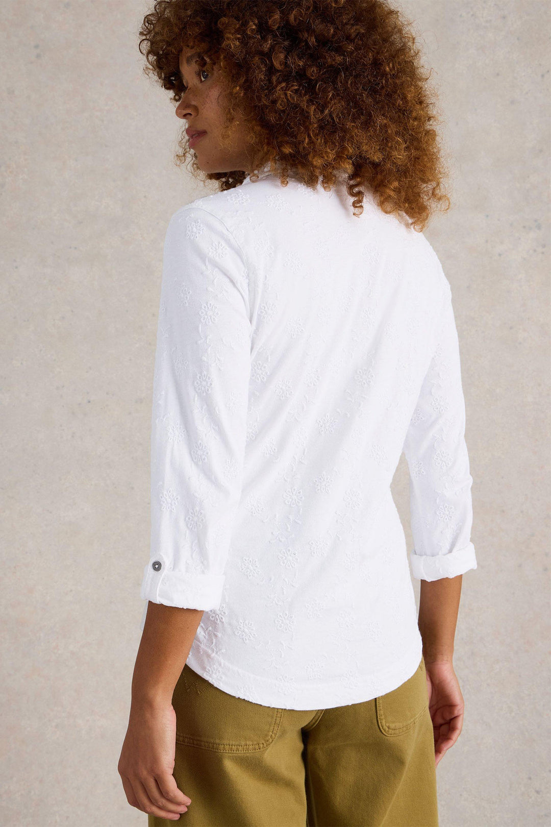 White Stuff Shirt Annie Broidery White Jersey 442979 - Shirley Allum Boutique