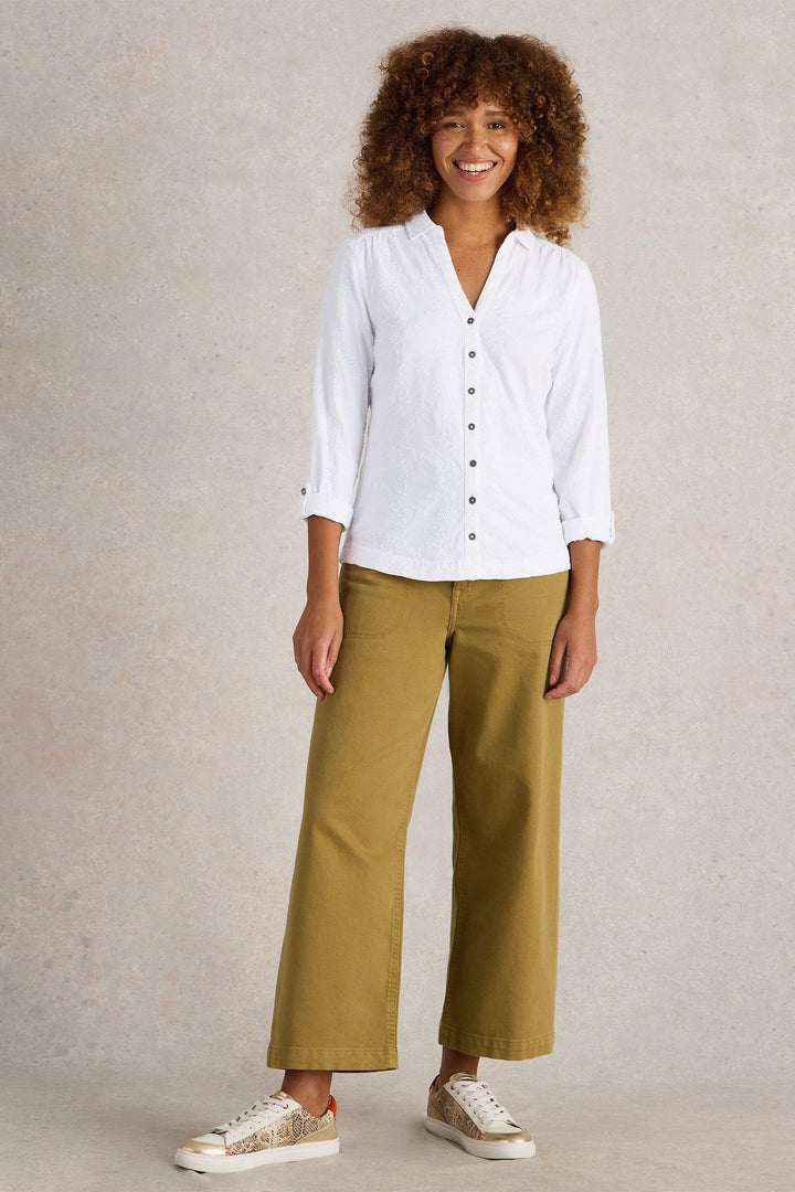 White Stuff Shirt Annie Broidery White Jersey 442979 - Shirley Allum Boutique