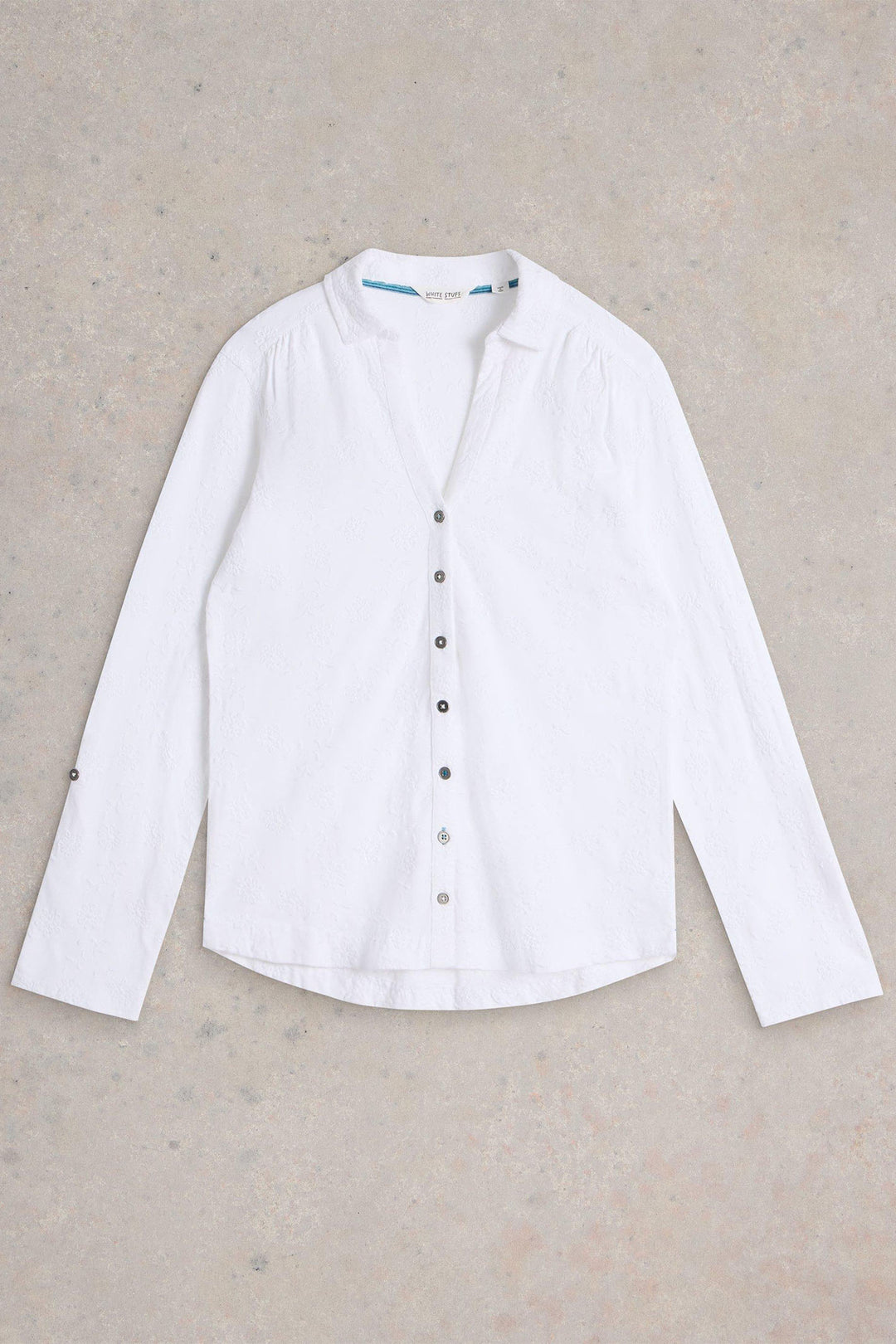 White Stuff Shirt Annie Broidery White Jersey 442979 - Shirley Allum Boutique