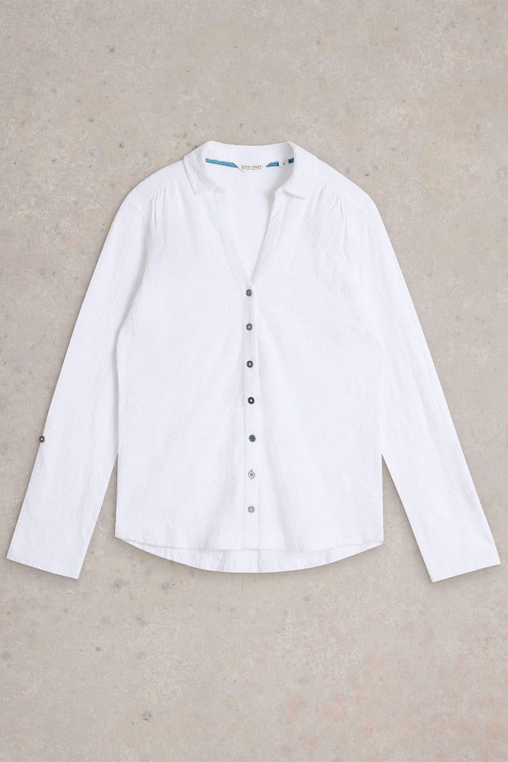 White Stuff Shirt Annie Broidery White Jersey 442979 - Shirley Allum Boutique
