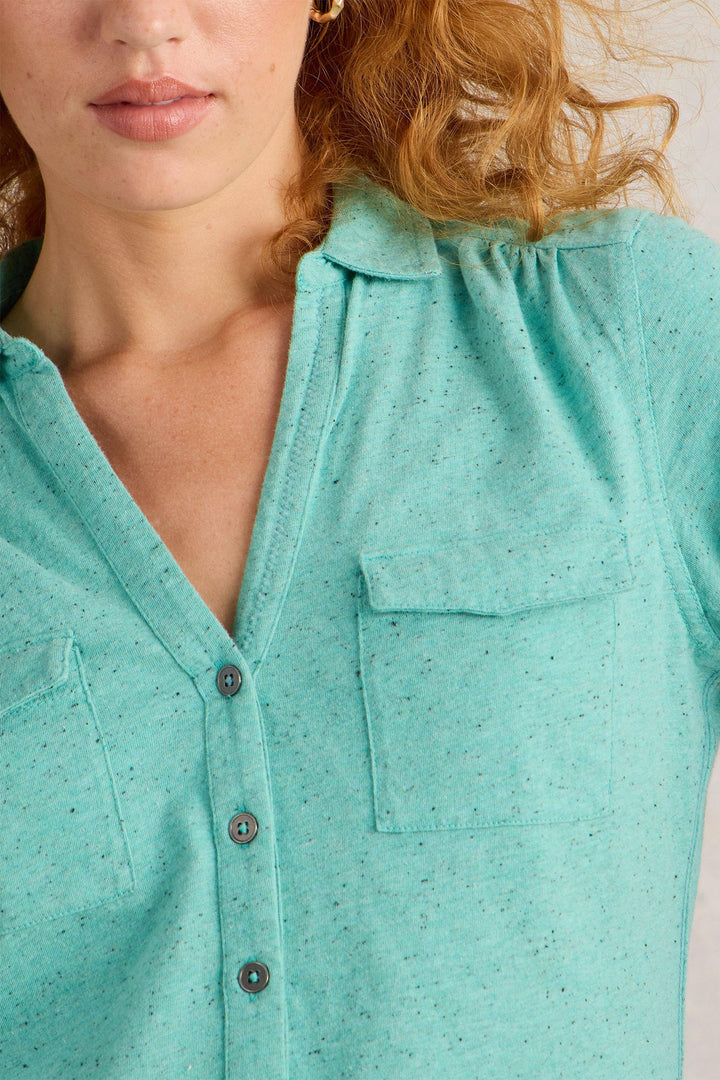 White Stuff Shirt Annie Pocket Jersey Bright Blue 442976 - Shirley Allum Boutique