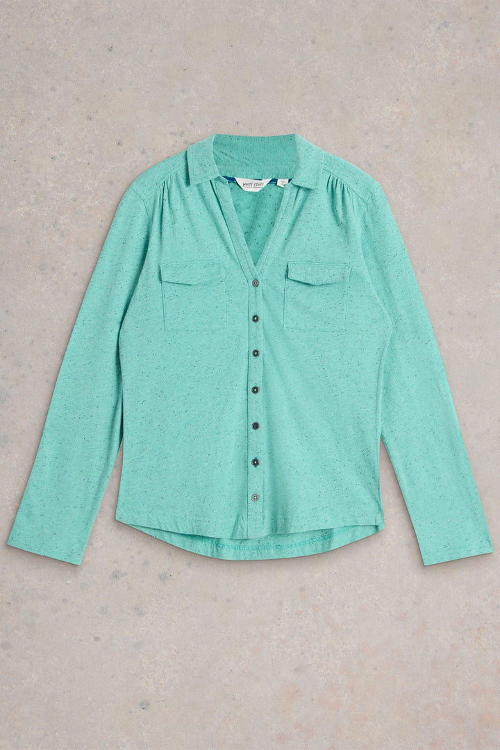 White Stuff Shirt Annie Pocket Jersey Bright Blue 442976 - Shirley Allum Boutique