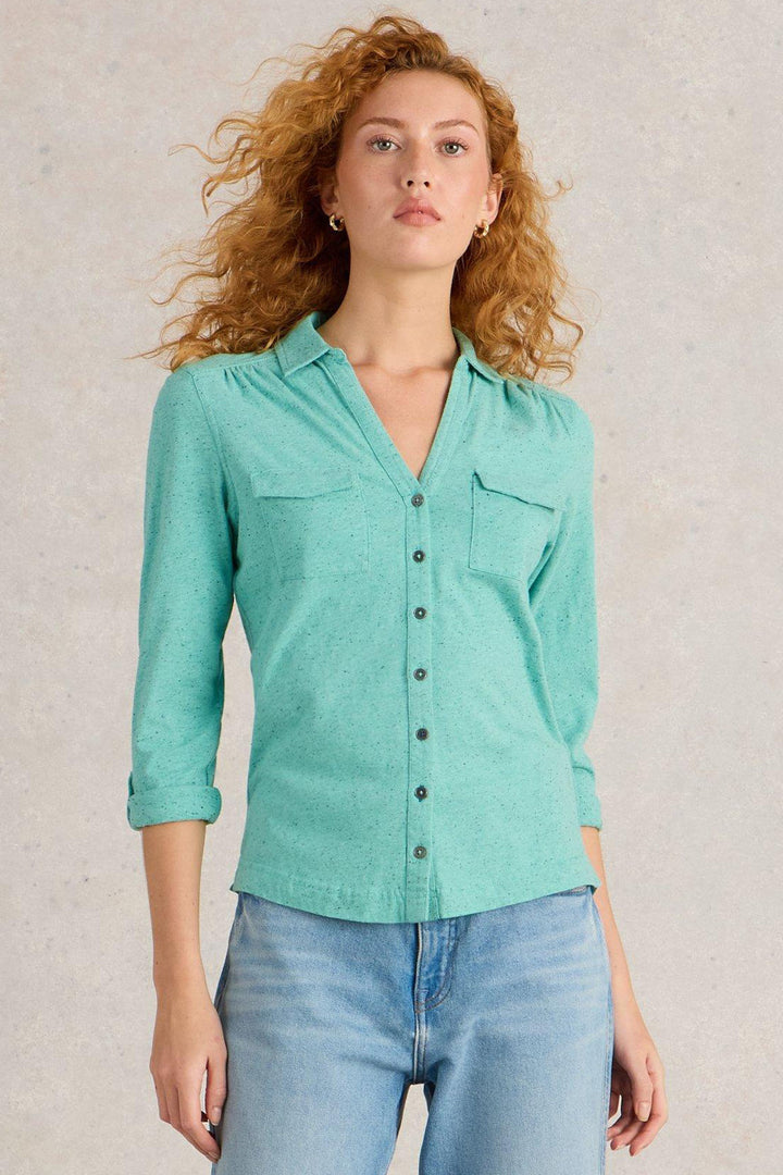 White Stuff Shirt Annie Pocket Jersey Bright Blue 442976 - Shirley Allum Boutique