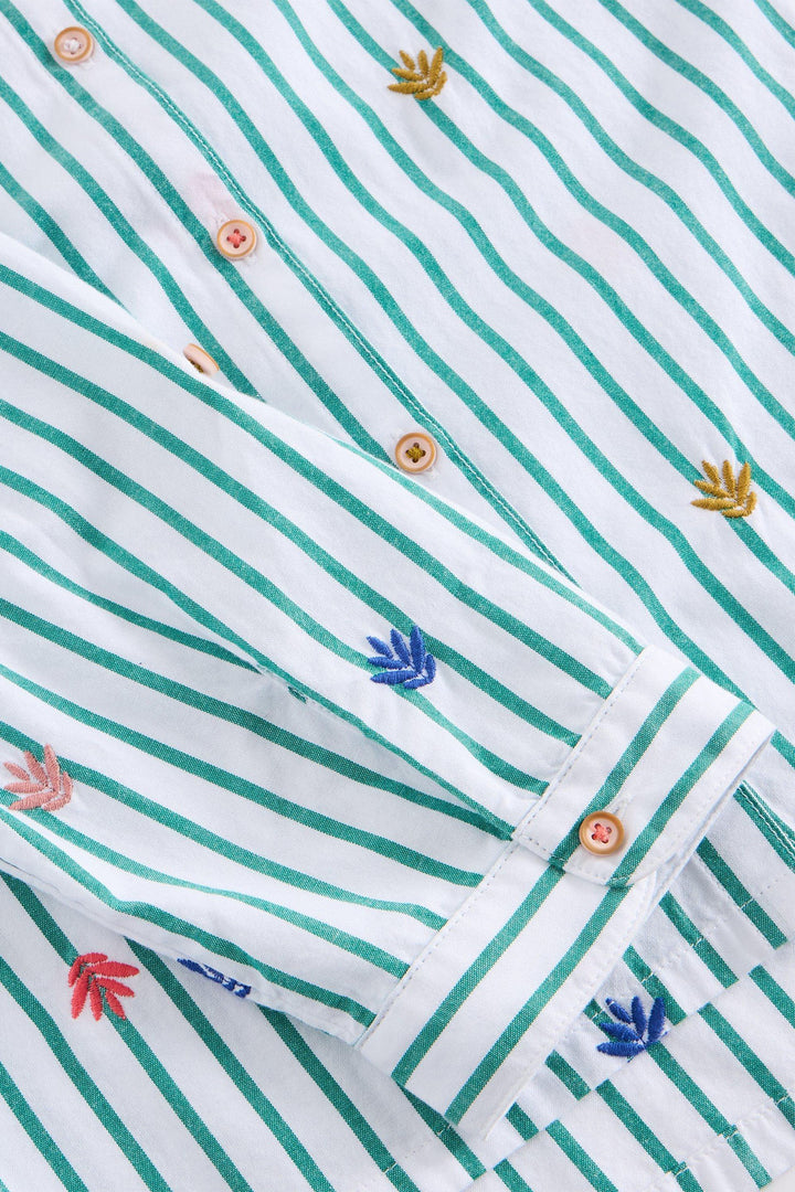 White Stuff Sophie Embroidered Shirt Green Multi 441486 - Shirley Allum Boutique
