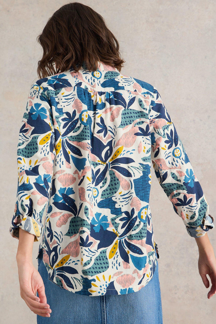 White Stuff Sophie Organic Cotton Shirt Ivory Print 441454 - Shirley Allum Boutique