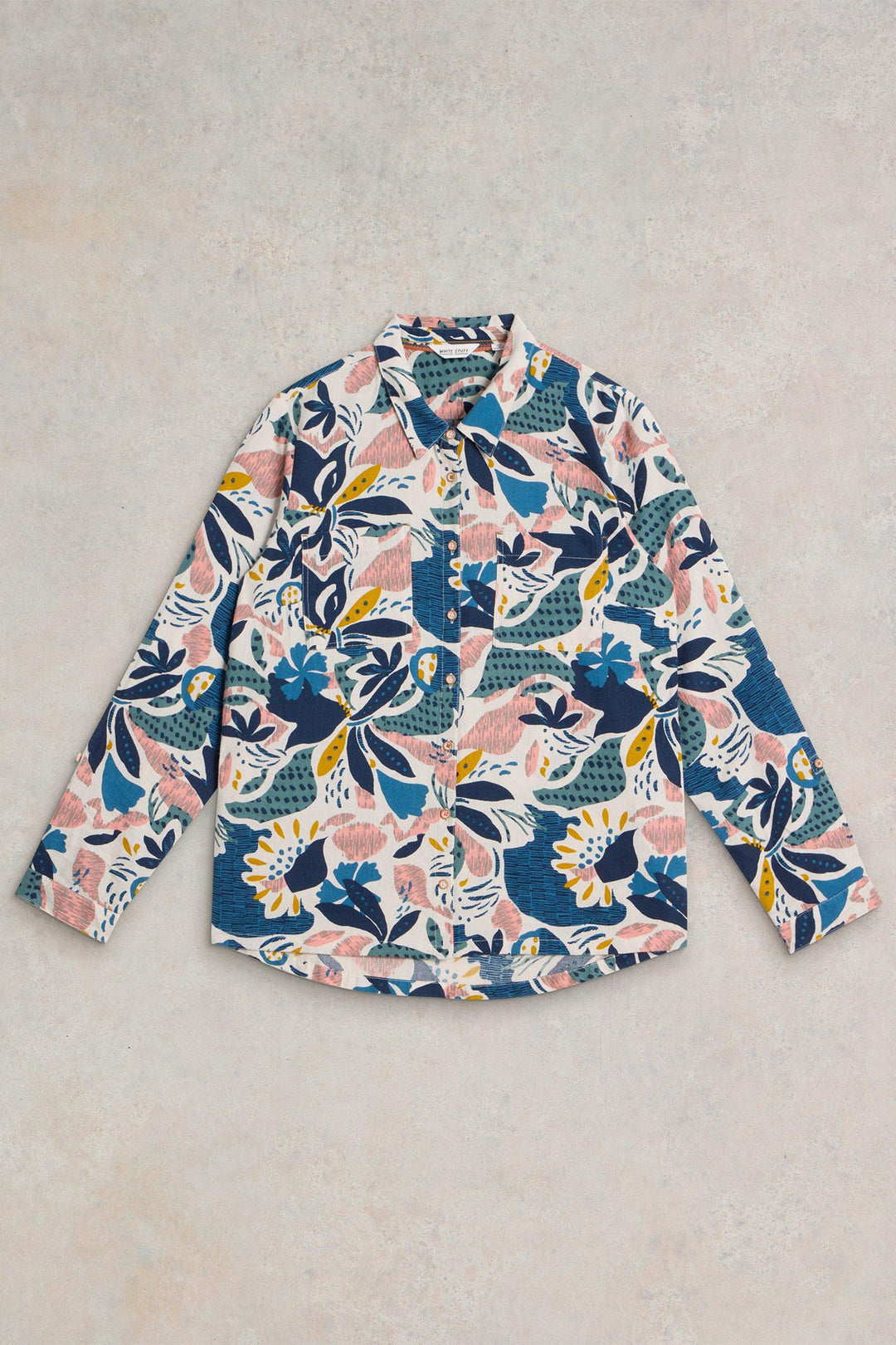 White Stuff Sophie Organic Cotton Shirt Ivory Print 441454 - Shirley Allum Boutique
