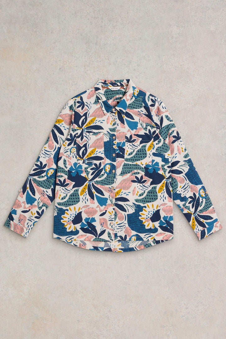 White Stuff Sophie Organic Cotton Shirt Ivory Print 441454 - Shirley Allum Boutique