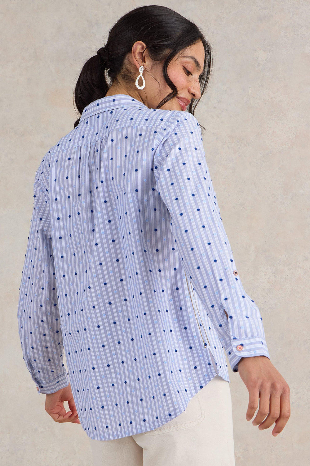 White Stuff Sophie Organic Cotton Shirt Light Blue 439531 - Shirley Allum Boutique