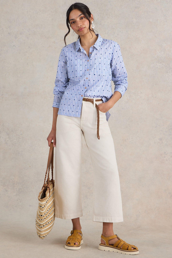 White Stuff Sophie Organic Cotton Shirt Light Blue 439531 - Shirley Allum Boutique