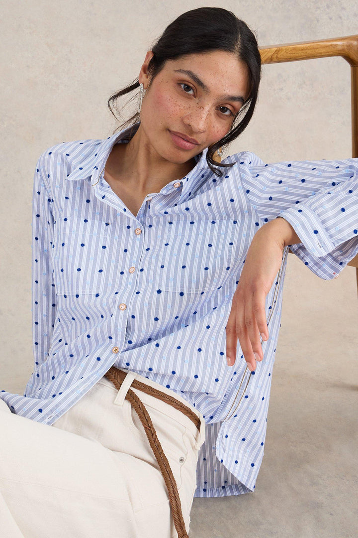 White Stuff Sophie Organic Cotton Shirt Light Blue 439531 - Shirley Allum Boutique