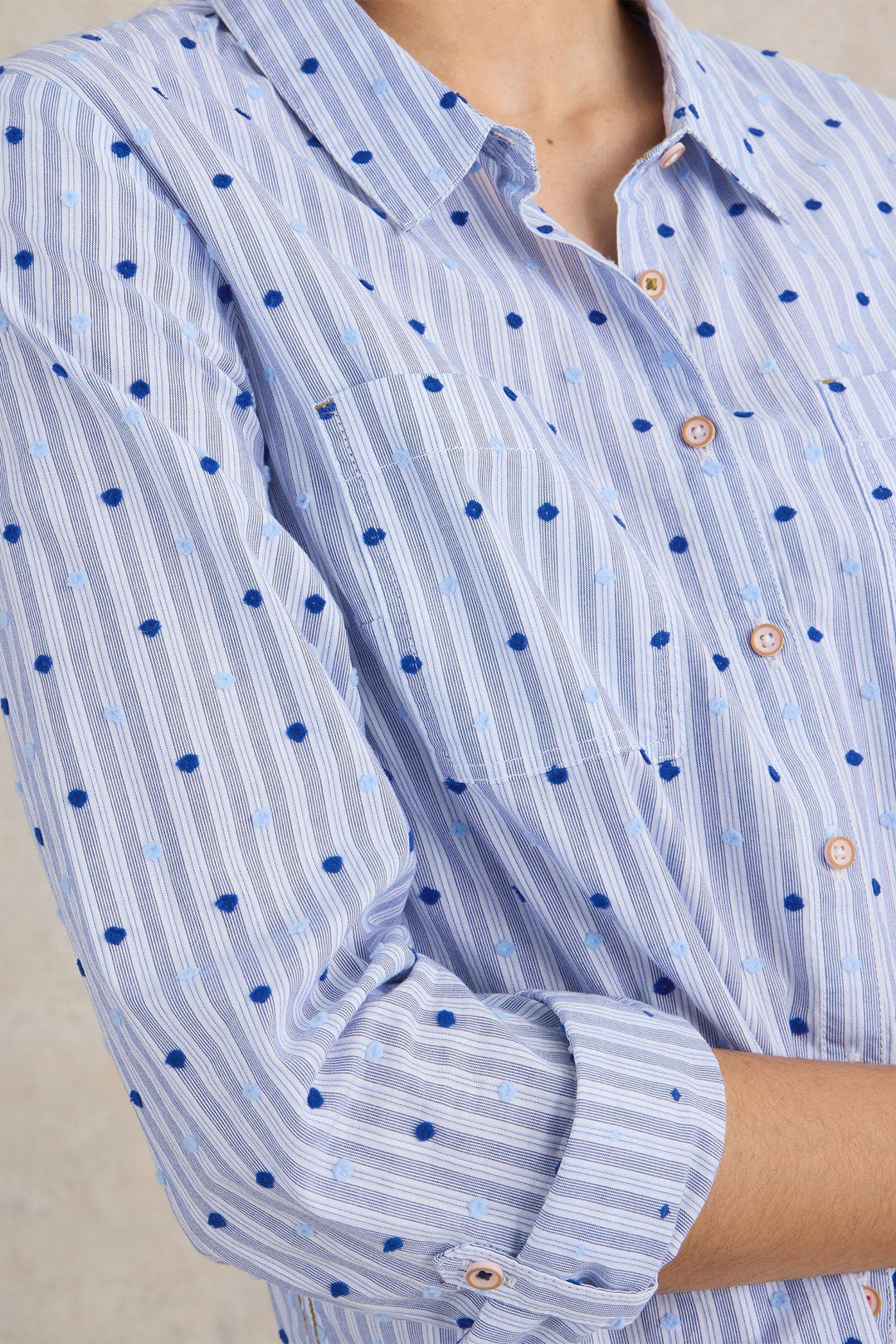 White Stuff Sophie Organic Cotton Shirt Light Blue 439531 - Shirley Allum Boutique