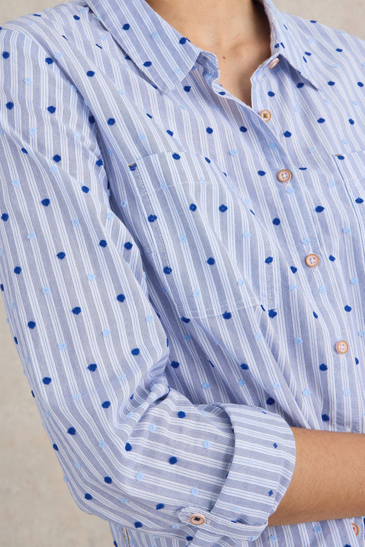White Stuff Sophie Organic Cotton Shirt Light Blue 439531 - Shirley Allum Boutique