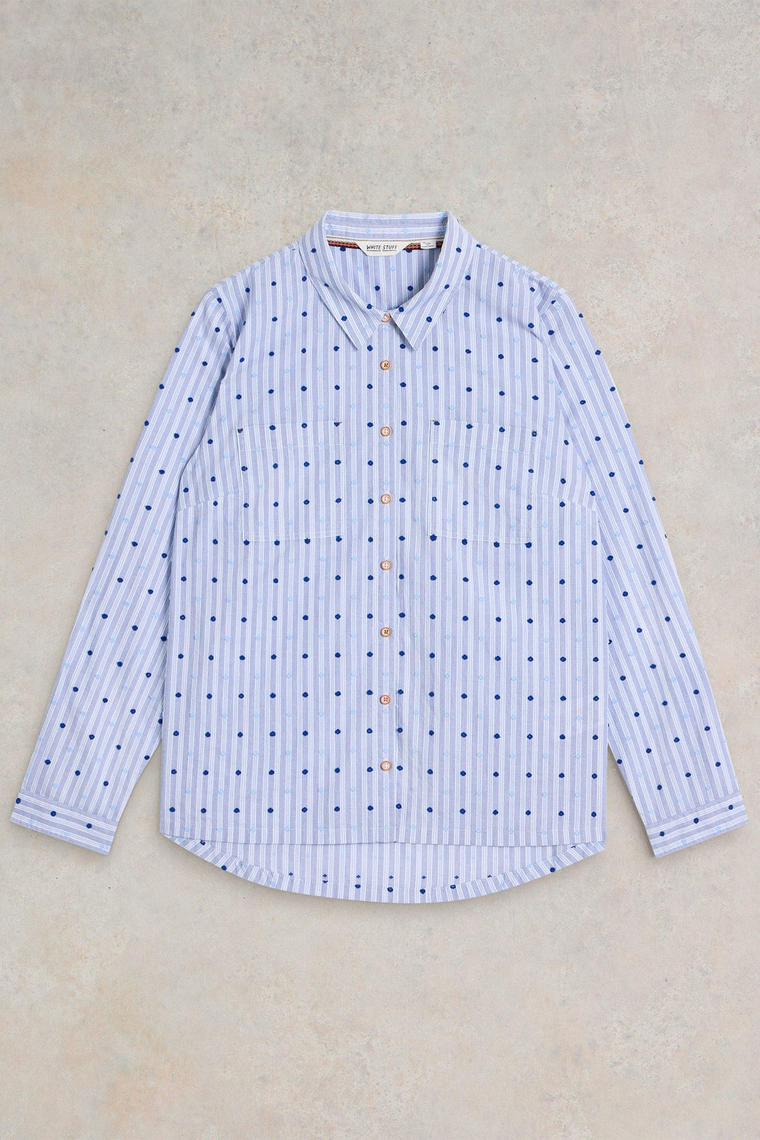 White Stuff Sophie Organic Cotton Shirt Light Blue 439531 - Shirley Allum Boutique