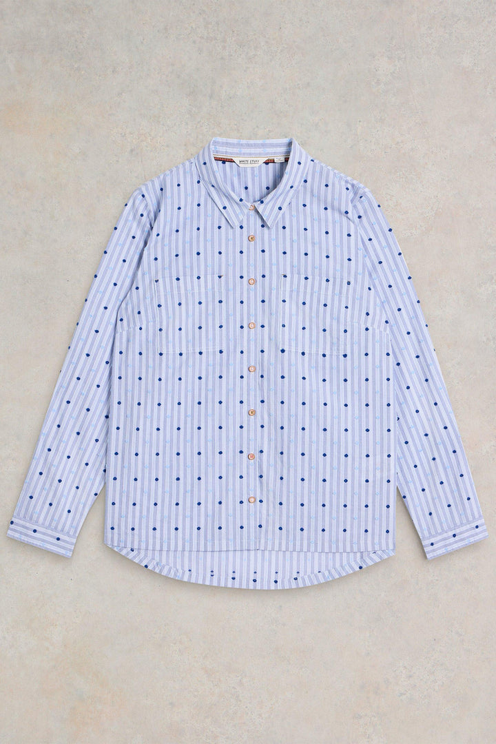 White Stuff Sophie Organic Cotton Shirt Light Blue 439531 - Shirley Allum Boutique