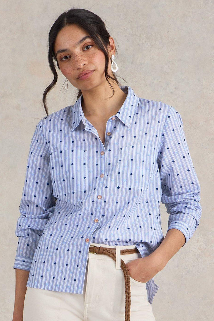 White Stuff Sophie Organic Cotton Shirt Light Blue 439531 - Shirley Allum Boutique