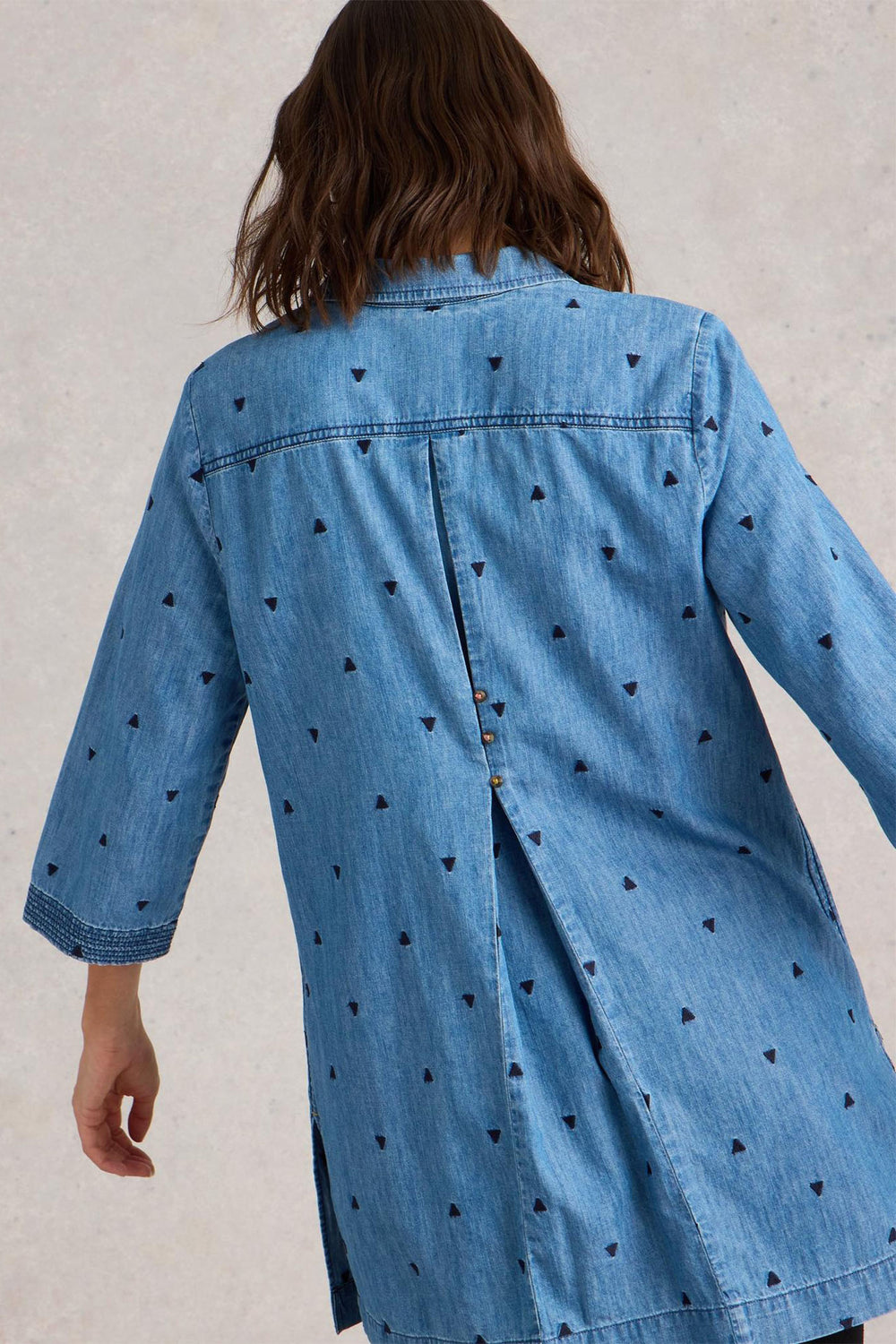 White Stuff Tunic Blaire Mid Denim Blue Embroidered 441460 6386BB - Shirley Allum Boutique