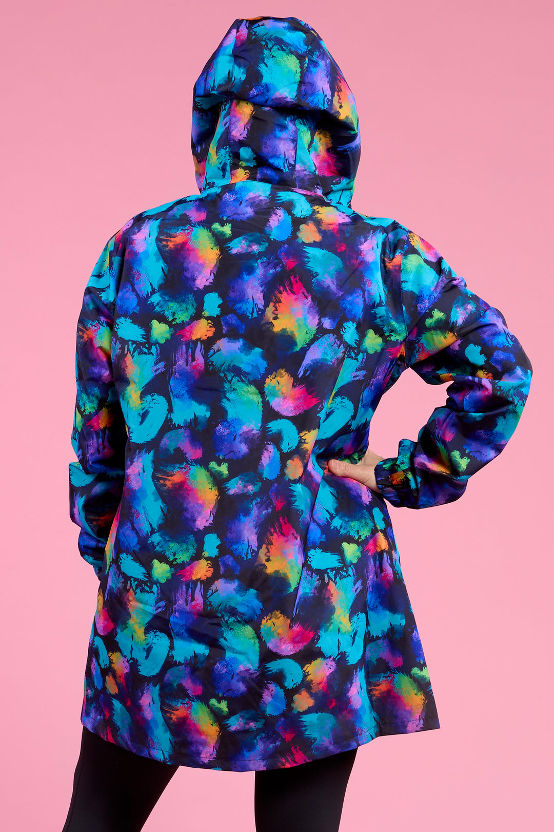 Wilderly LLR-RSP Navy Rainbow Splatter Longline Raincoat