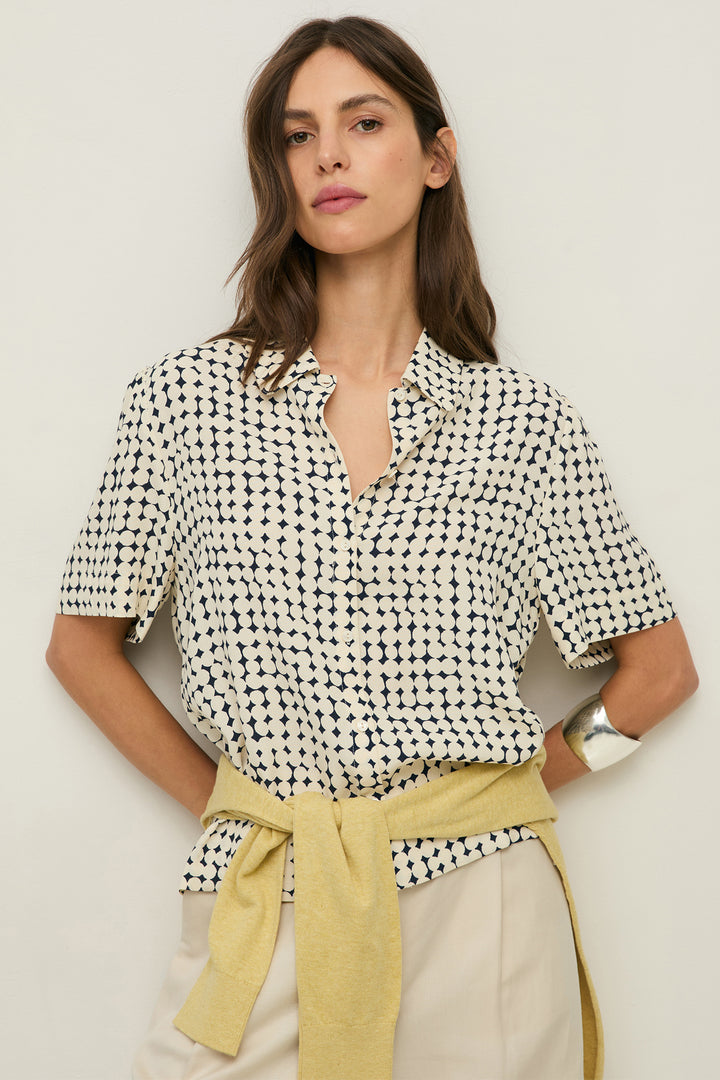 Yerse 44828 Navy Dots Short Sleeve Shirt IPANEMA44