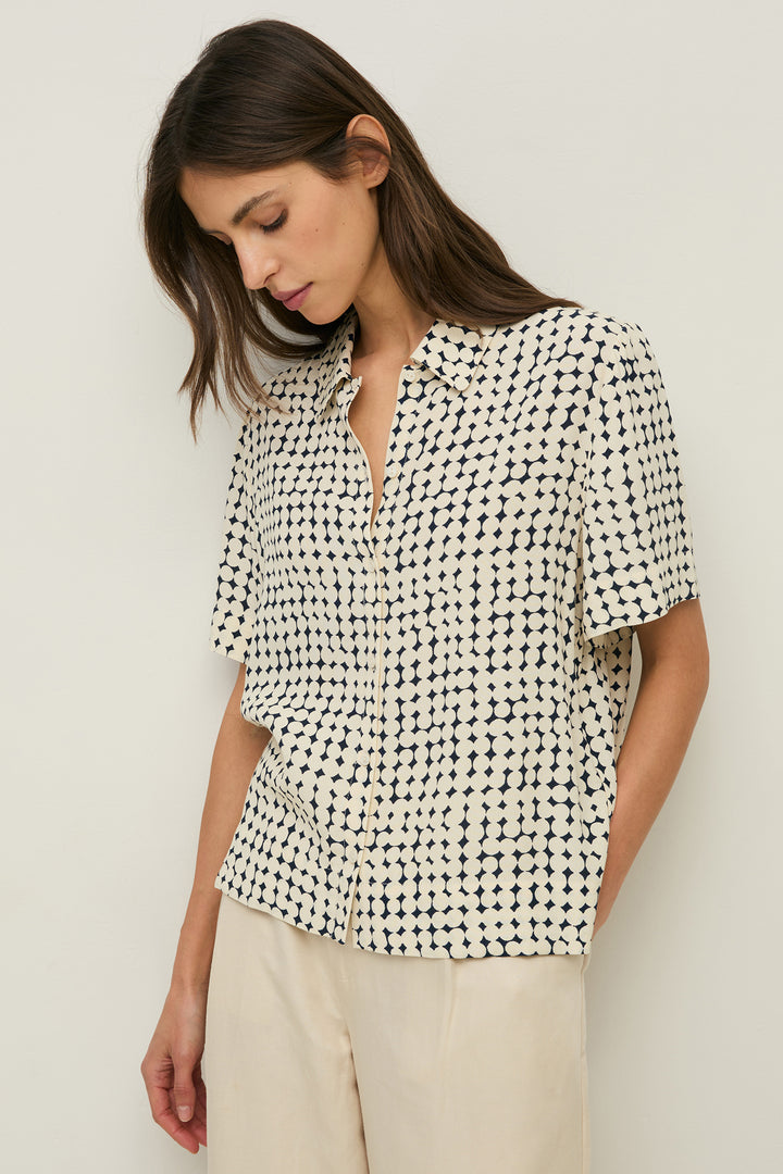 Yerse 44828 Navy Dots Short Sleeve Shirt IPANEMA44