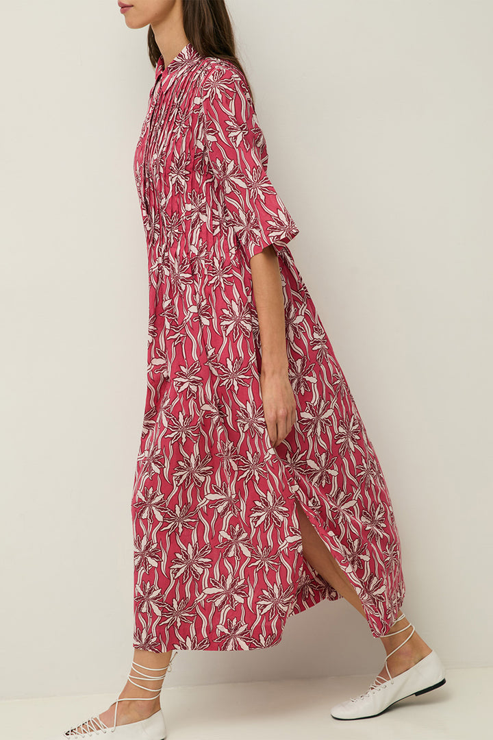 Yerse 44894 Red Flowers Print Cotton Dress NARA