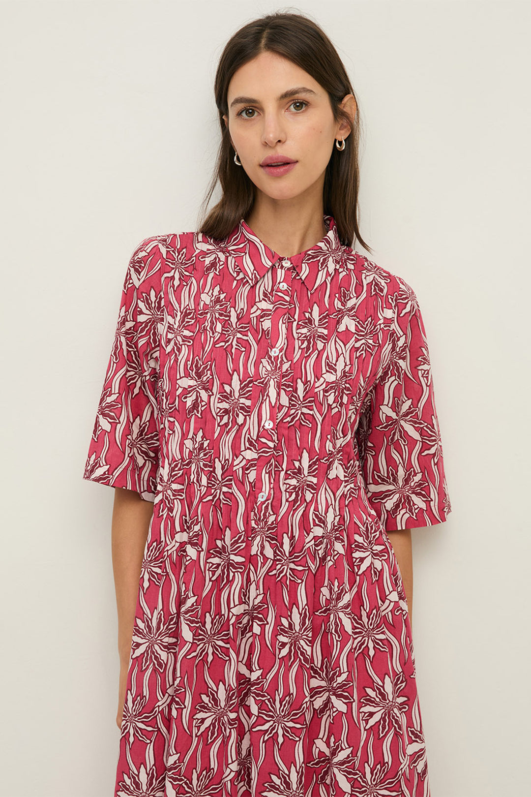Yerse 44894 Red Flowers Print Cotton Dress NARA