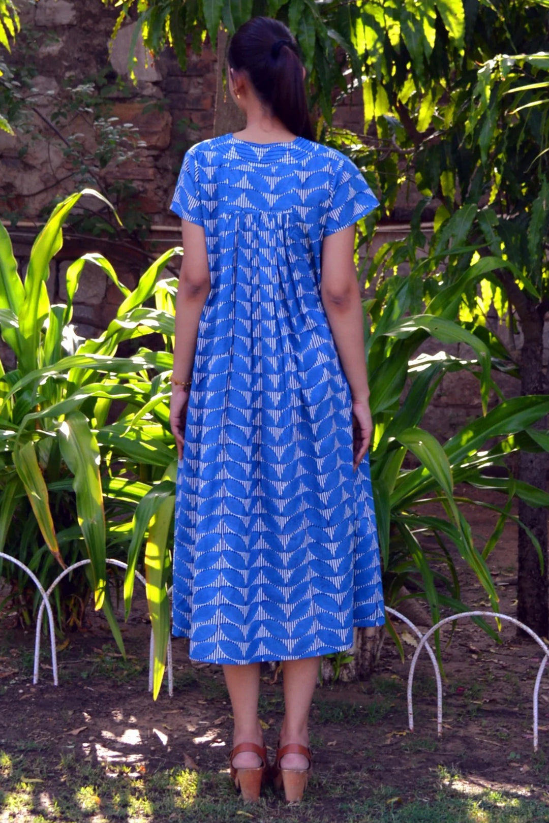 Zen Ethic VR6303 Iris Blue Estel Cap Sleeve Organic Cotton Dress