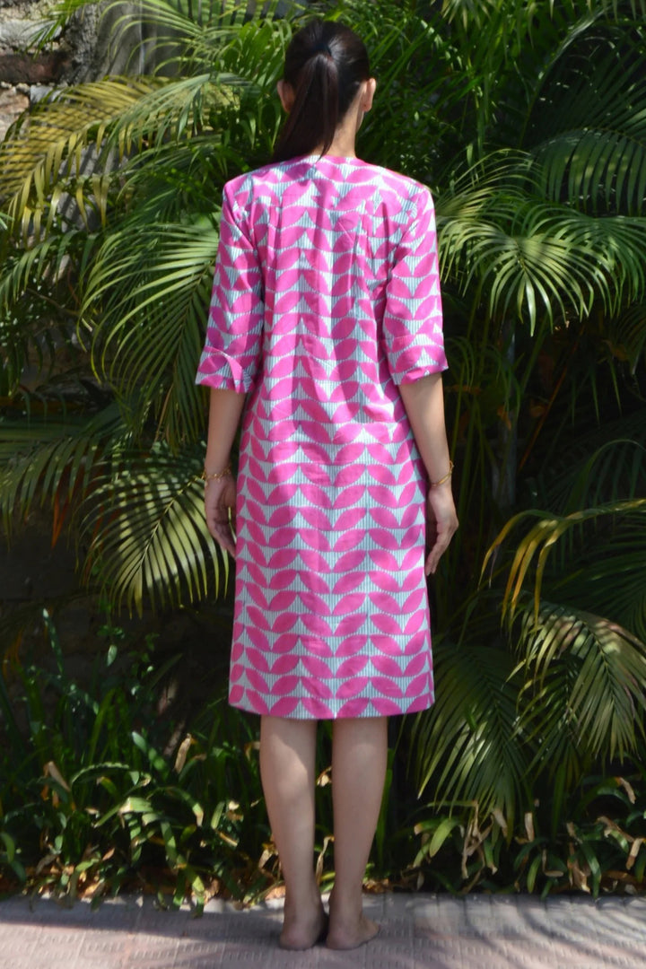 Zen Ethic VR6307 Louisa Pink Estele Cap Sleeve Organic Cotton Dress