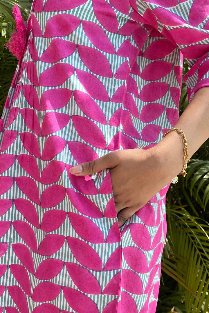 Zen Ethic VR6307 Louisa Pink Estele Cap Sleeve Organic Cotton Dress