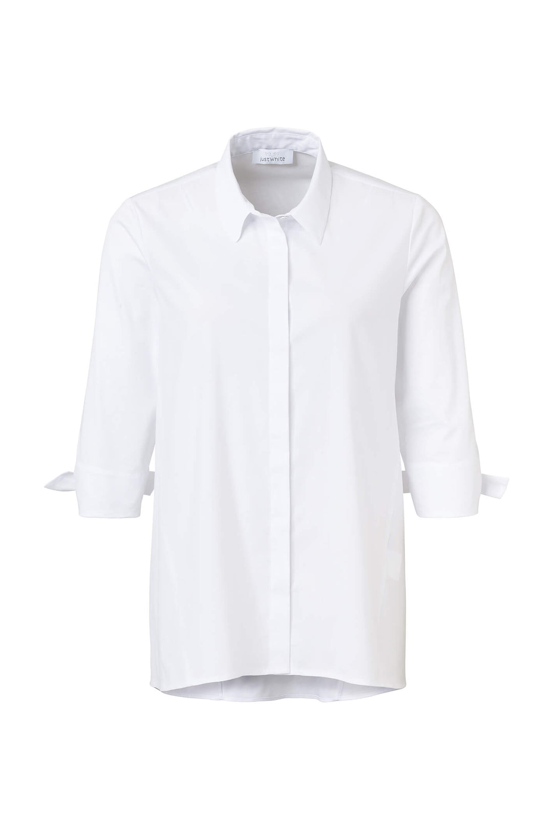 Just White 43635 010 White Blouse With Tie Detail - Shirley Allum
