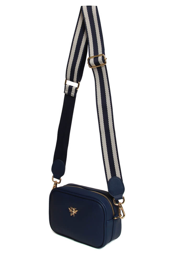 Alice Wheeler AW5760 Navy Mini Mayfair With Webbing Strap Bag - Shirley Allum Boutique