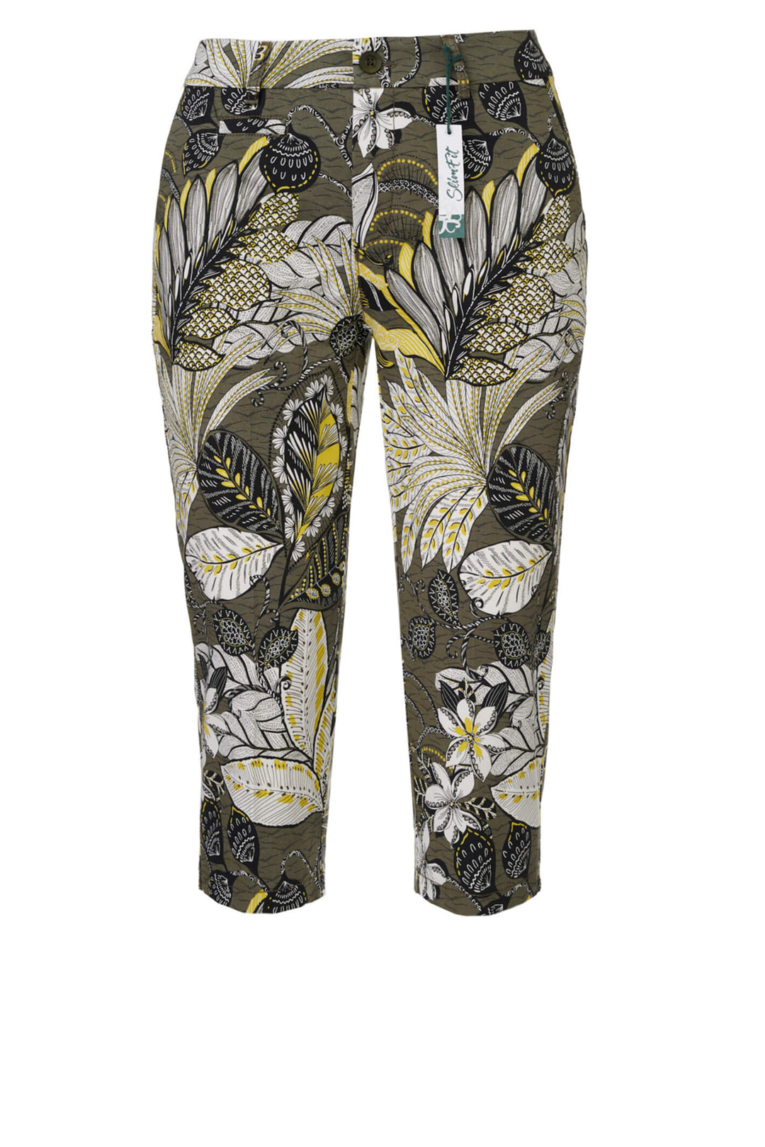 Anna Montana 1394 Angelika Slim Fit Green Cropped Trouser - Shirley Allum Boutique