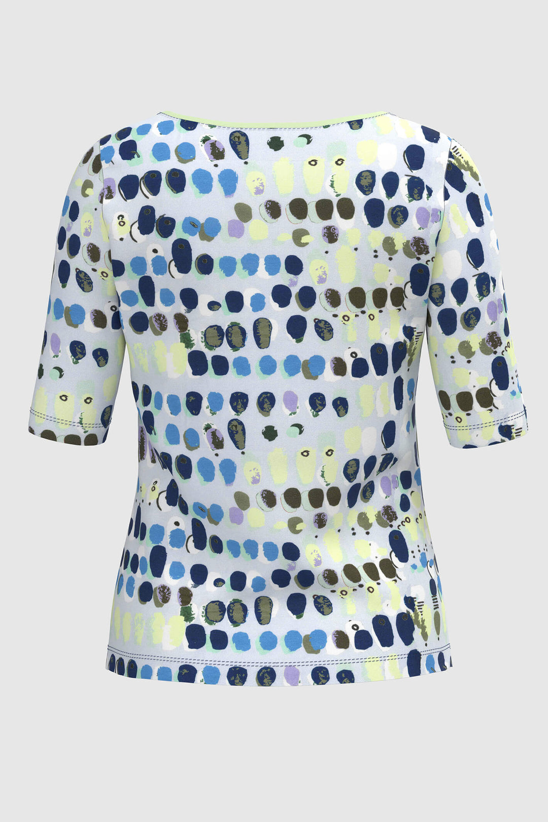 Bianca 86038 Dinia Blue Mix Spot Print Short Sleeve Top - Shirley Allum Boutique