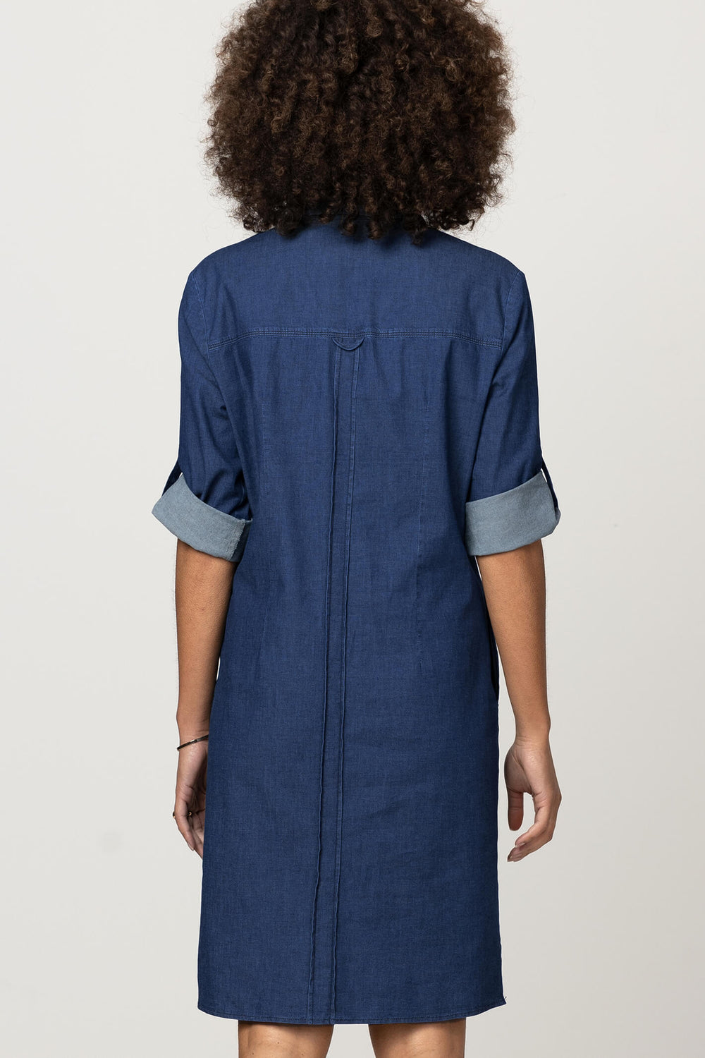 Bianca 87001 Alis Blue Denim Dress With Roll Up Sleeves - Shirley Allum Boutique