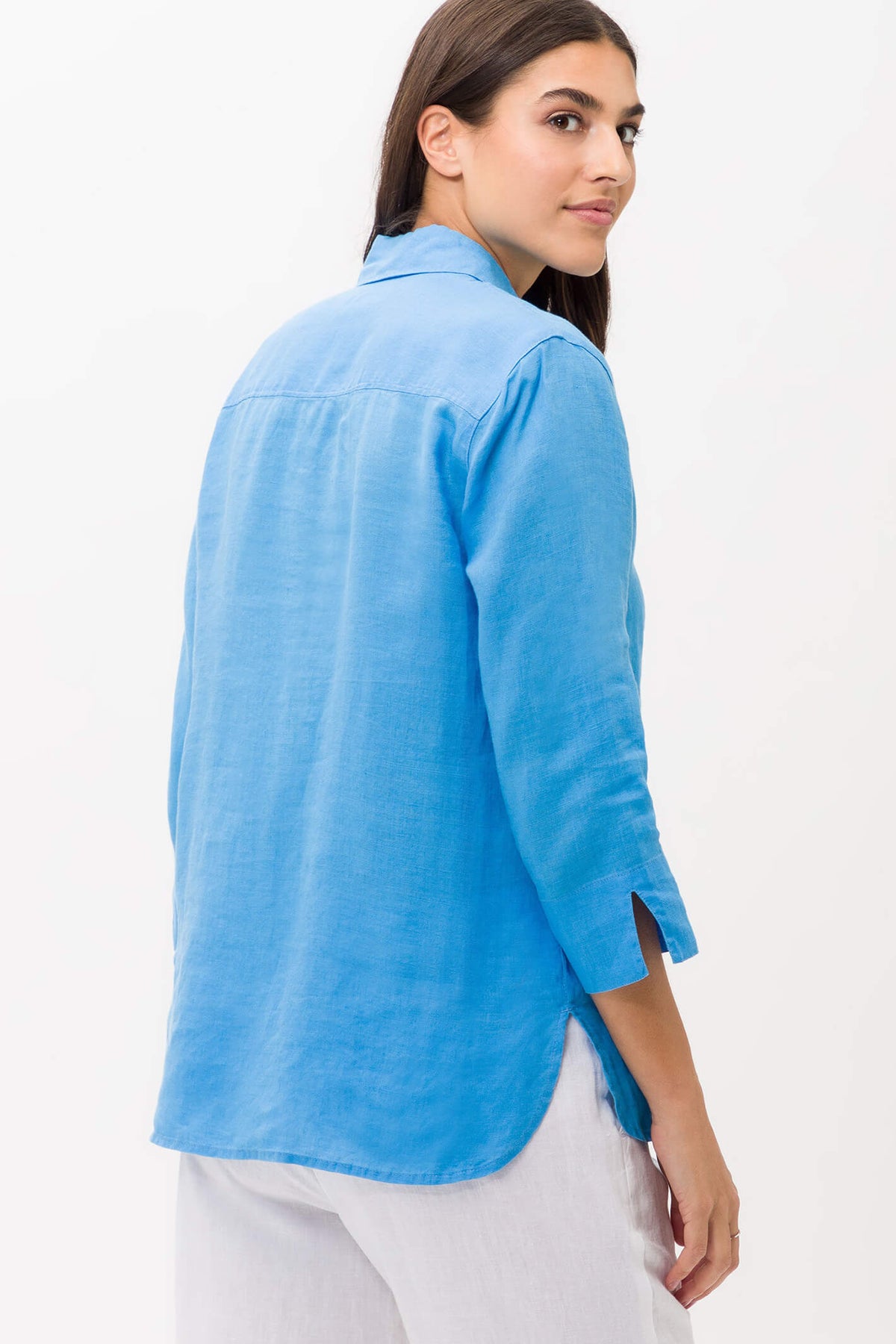 Brax 42-7038-27 Vicki Santorin Blue Linen Shirt – Shirley Allum