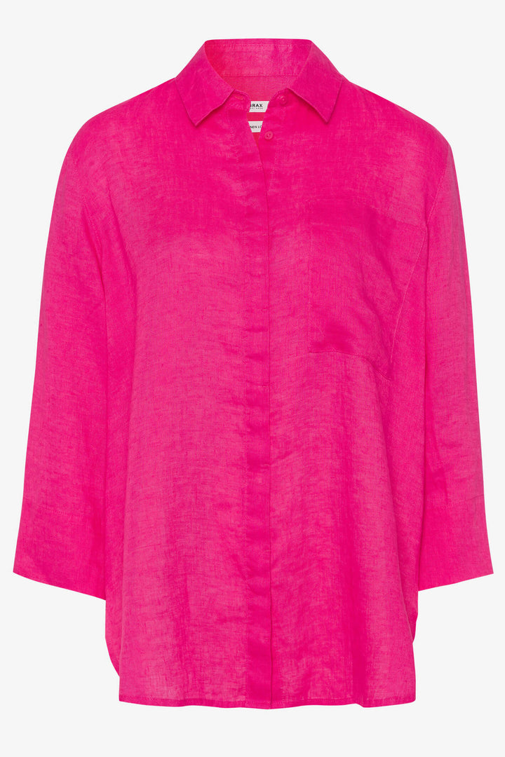 Brax 42-7038-85 Vicki Flush Pink Linen Shirt - Shirley Allum Boutique