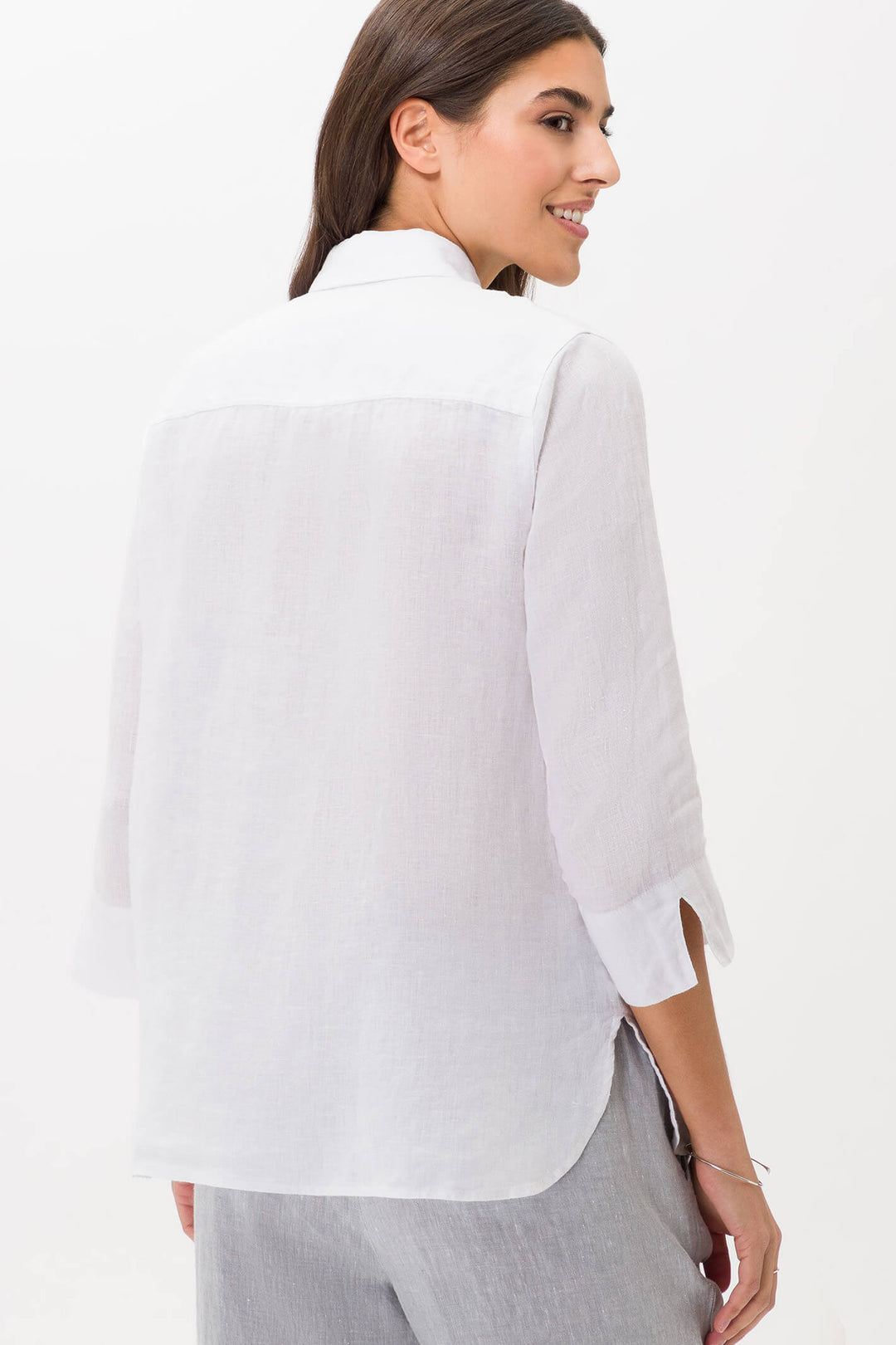 Brax 42-7038-99 Vicki White Linen Shirt - Shirley Allum Boutique