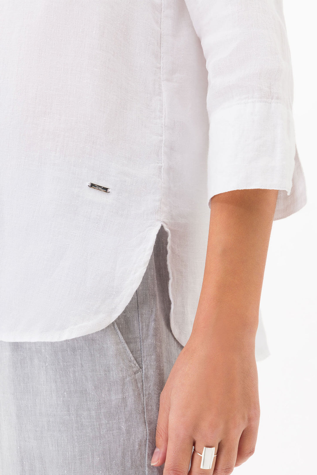 Brax 42-7038-99 Vicki White Linen Shirt - Shirley Allum Boutique