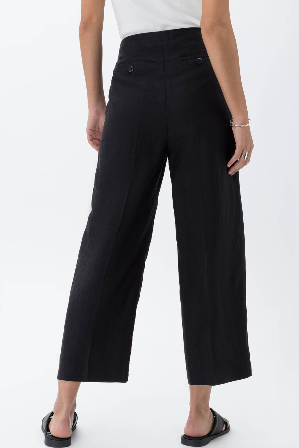 Brax 71-2208-02 Maine S Black Wide Leg Cropped Trouser - Shirley Allum Boutique