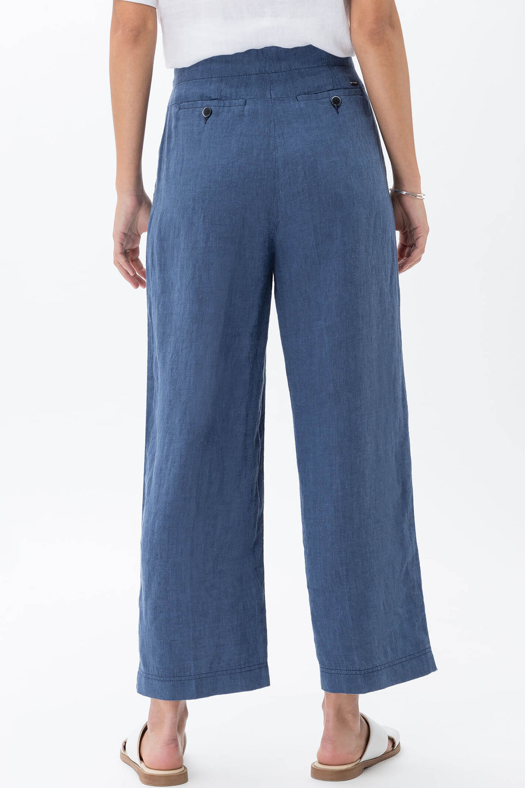 Brax 71-2208-23 Maine S Indigo Blue Wide Leg Cropped Trousers - Shirley Allum Boutique