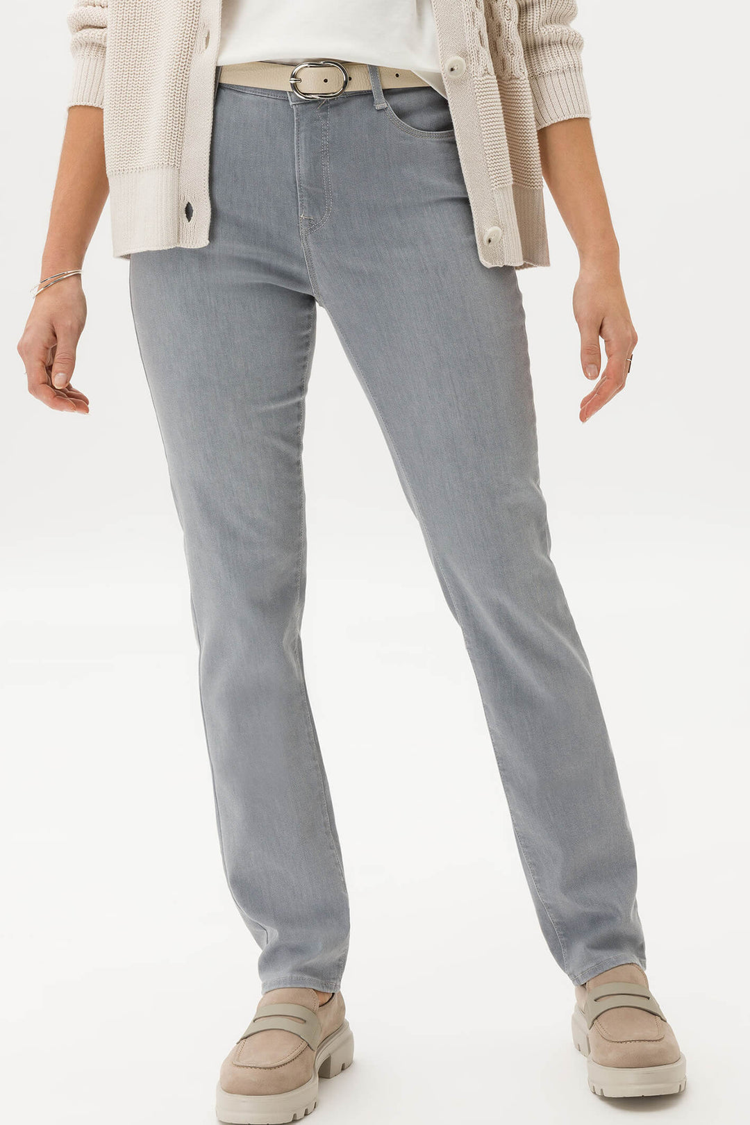 Brax 71-4008 09 Mary Light Grey Five Pocket Jeans - Shirley Allum Boutique