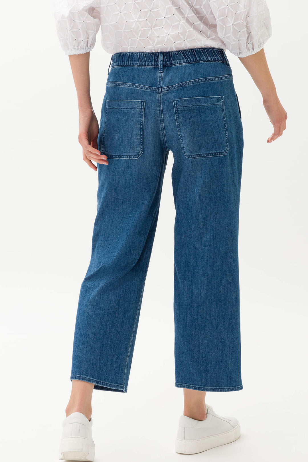 Brax 72-7808 26 Maine S Used Look Stone Blue Wide Leg Crop Jean - Shirley Allum Boutique