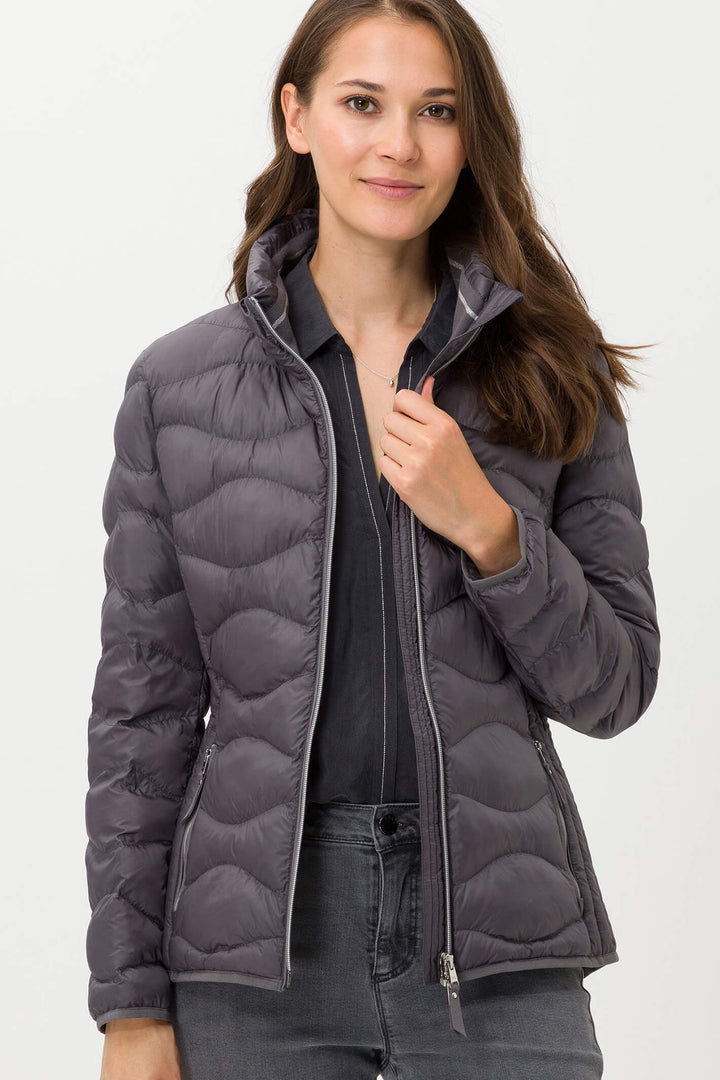 Brax Bern 99-6364 06 Dark Grey Padded Coat - Shirley Allum Boutique